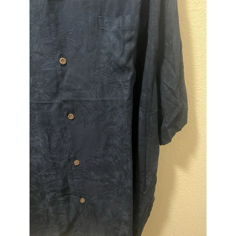 Tommy Bahama 100% Silk All Over Print Tropic Floral Short Sleeve Navy Blue 3XL - Picture 8 of 9